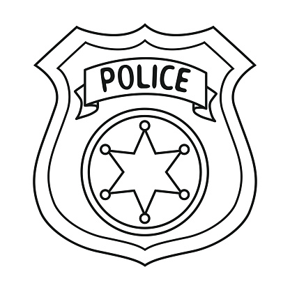 Police officer badge icon in outline style isolated on white background crime symbol stock vector illustration stock illustration