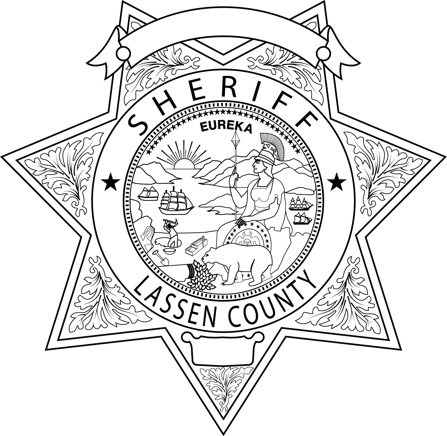 California sheriff badge lassen county vector file black wh