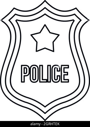 Police badge icon outline police badge vector icon for web design isolated on white background stock vector image art