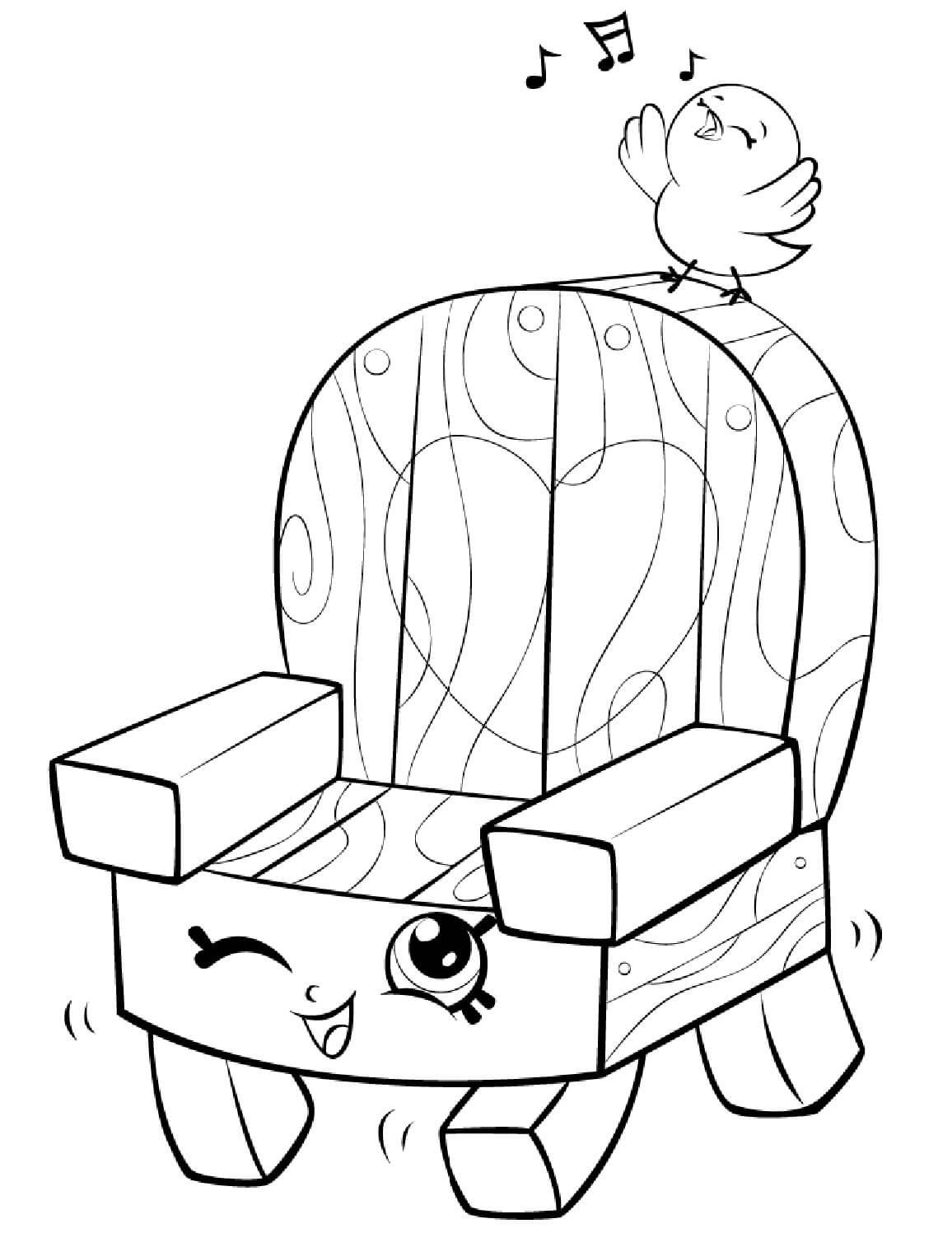 Singing birds and chair shopkin coloring page