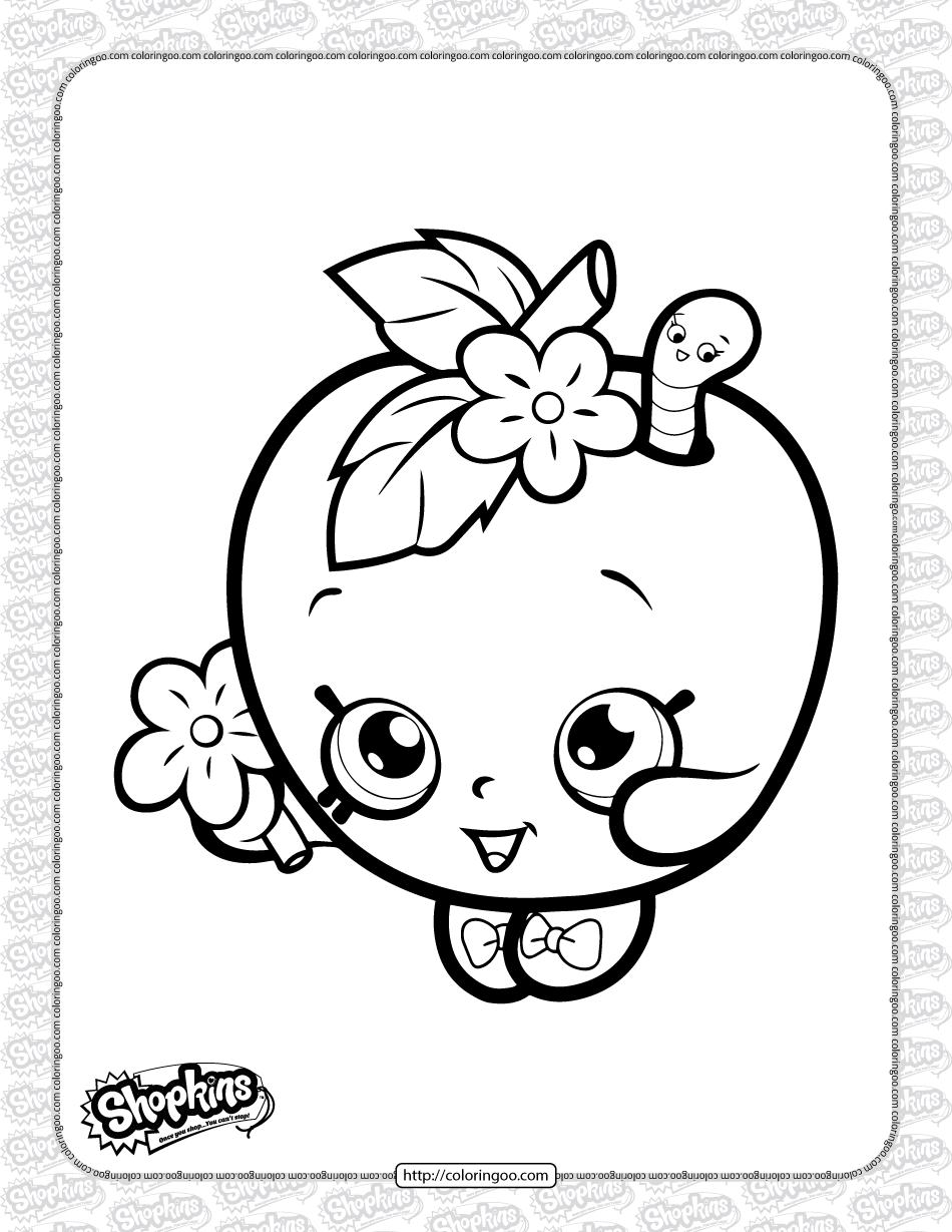 Printable shopkins apple blossom coloring page