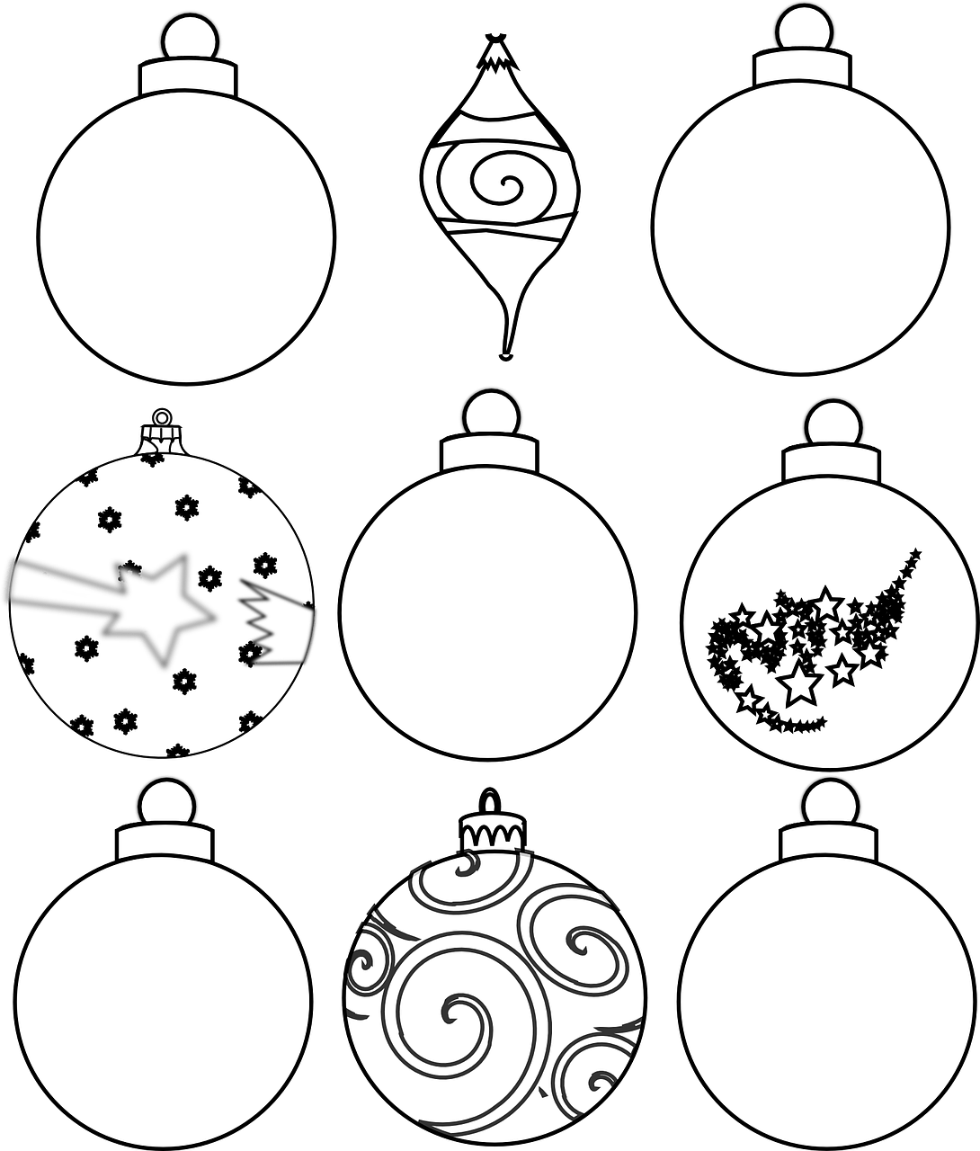 Free printable christmas bauble louring pages