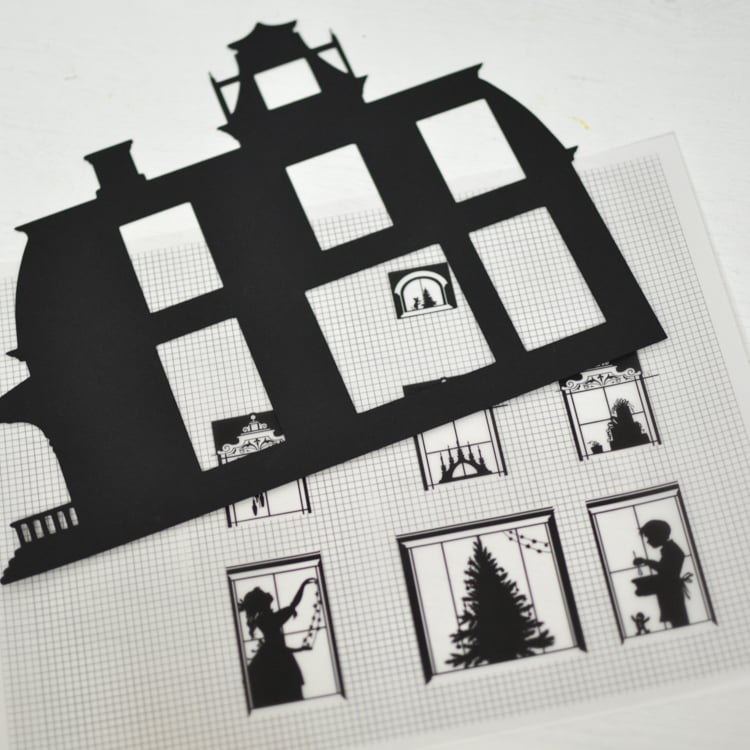 Silhouette christmas village printable template adventure in a box
