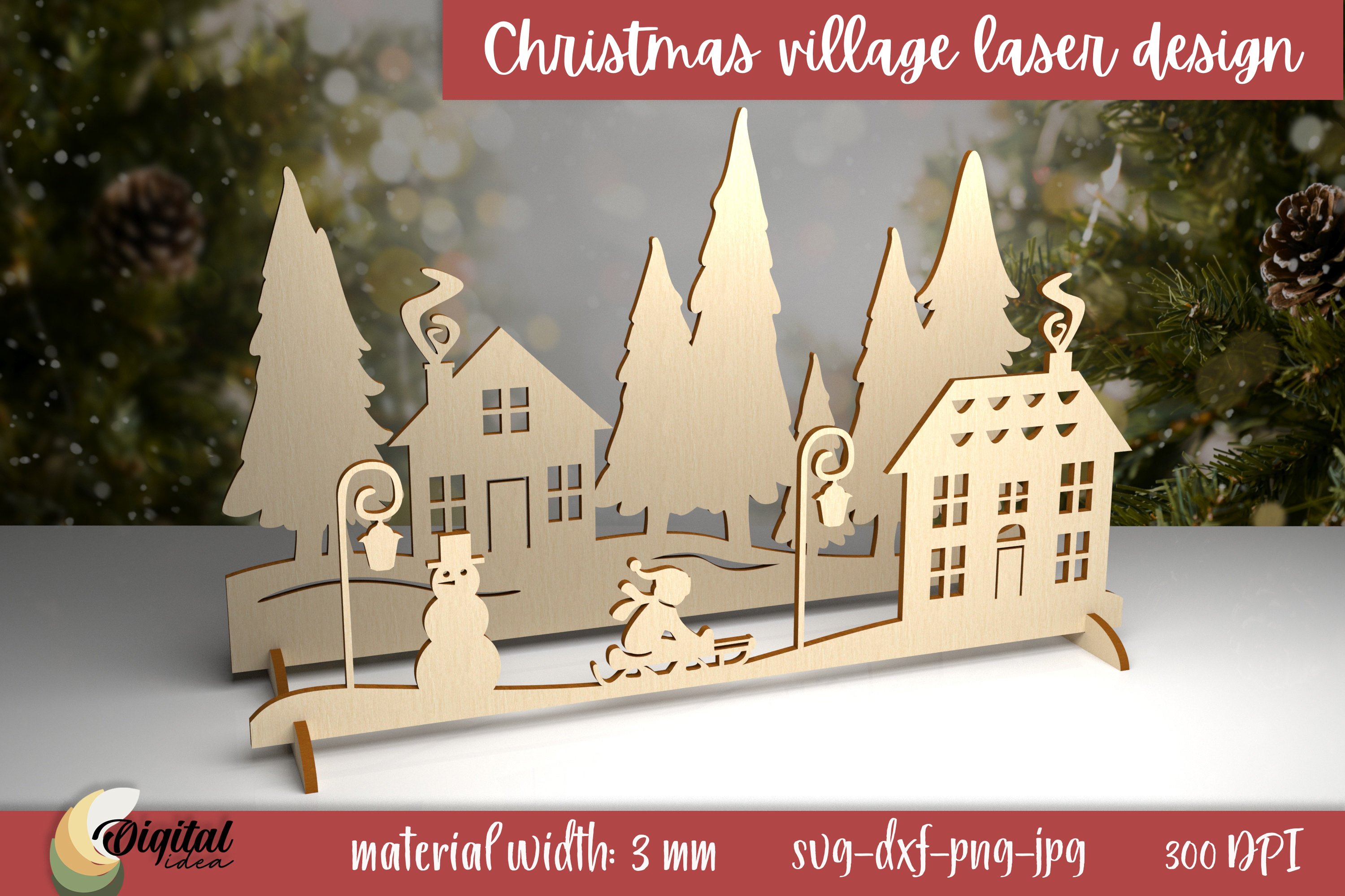 Christmas village silhouette design bundles