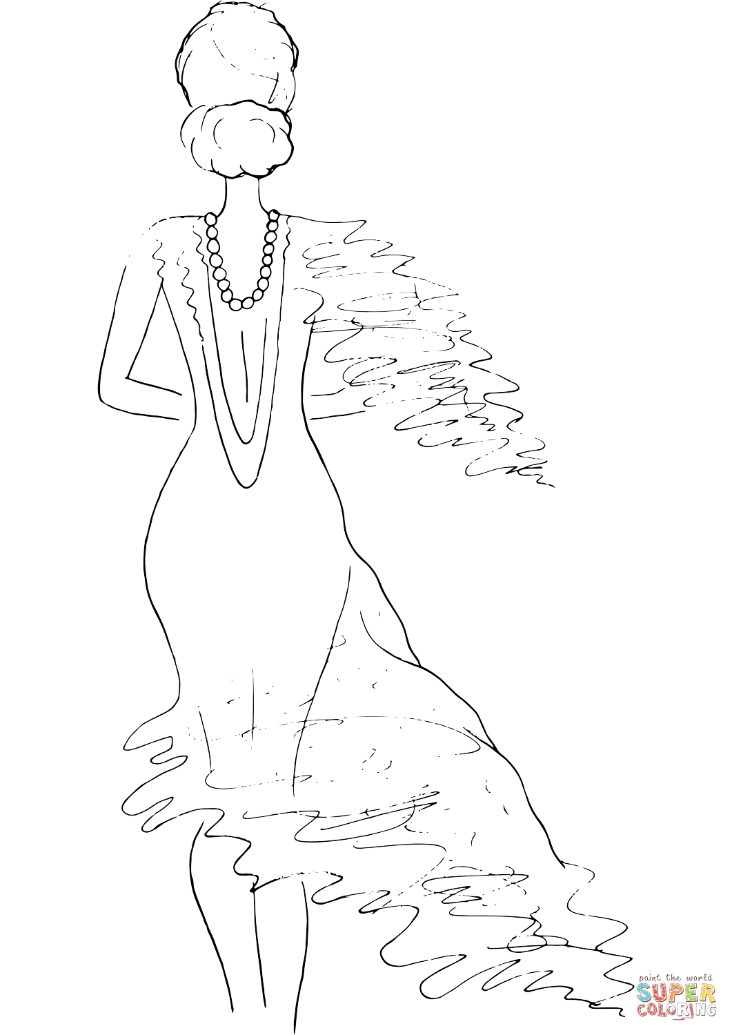 Woman silhouette from the back coloring page free printable coloring pages
