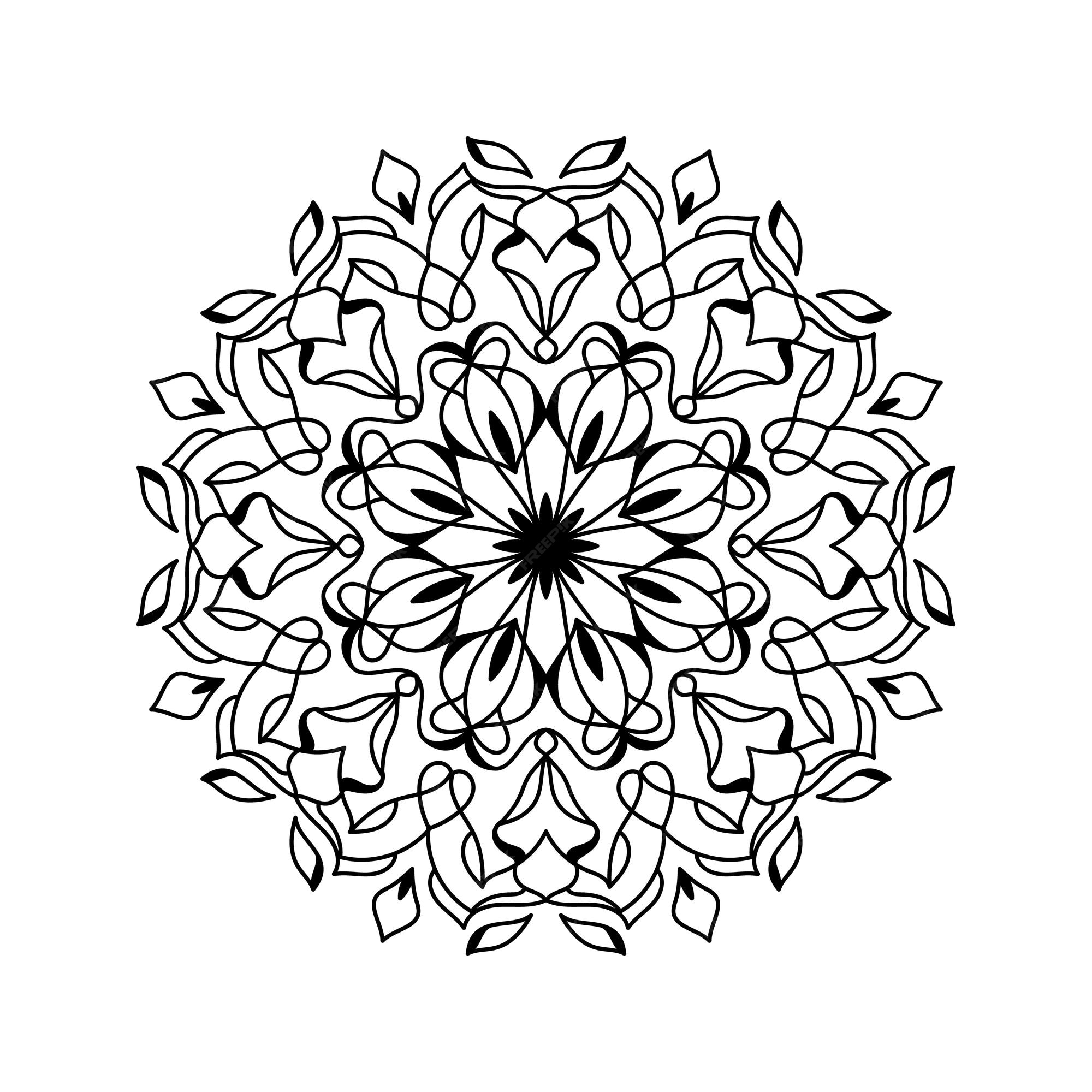 Premium vector oriental vector illustration anti stress therapy coloring pages mandala silhouette print for adult coloring book