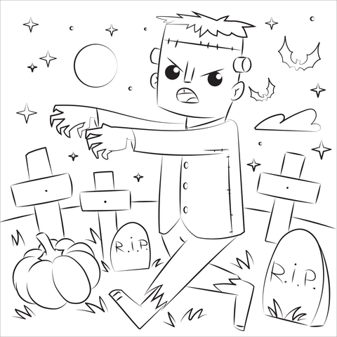 Frankenstein silhouette free printable coloring pages