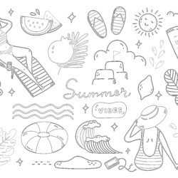 Silhouette of beach coloring page