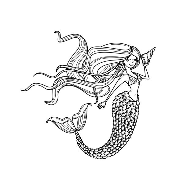 Fish coloring pages silhouette stock illustrations royalty