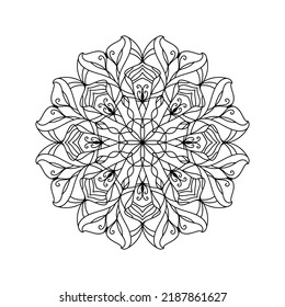 Mandala silhouette print adult coloring book stock vector royalty free