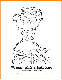 Woman with a hat free printable coloring page