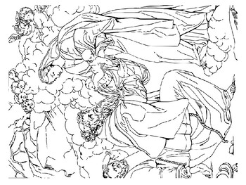Virgin mary entrusts baby jesus to st francis assisi coloring picture