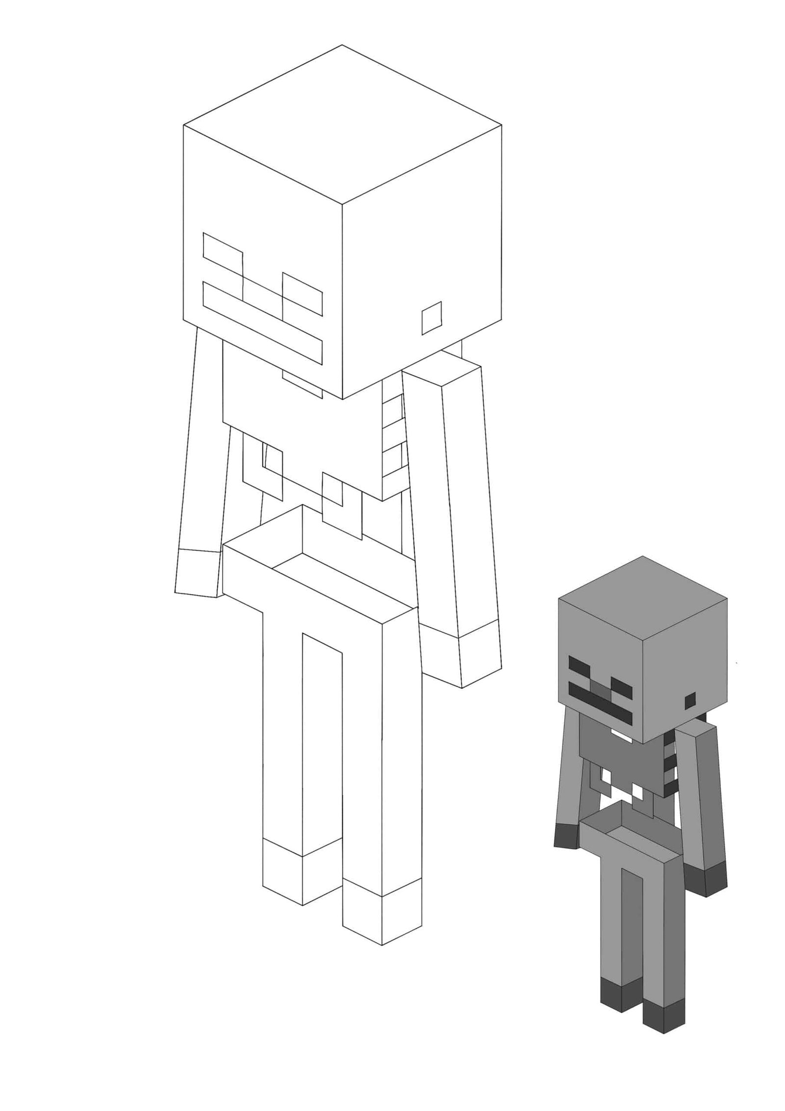 Minecraft skeleton coloring pages