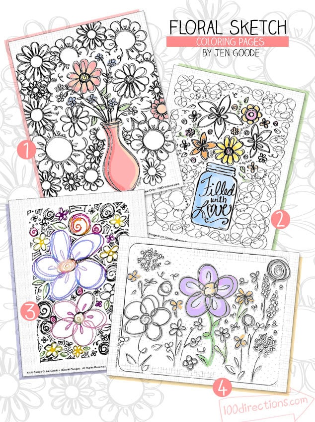 Flower sketch coloring pages