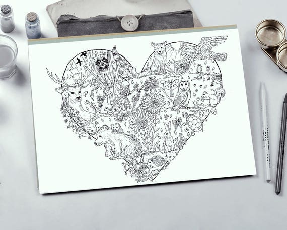 Forest coloring coloring page adult coloring page printable coloring colouring pages woodland art forest drawing coloring instant download