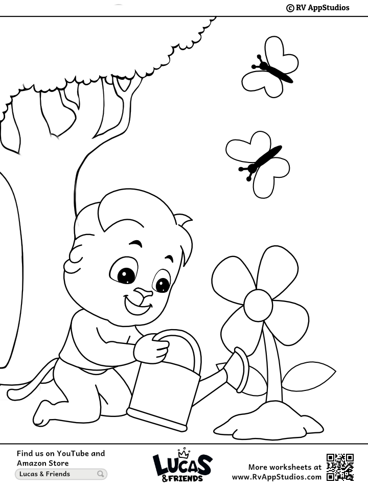 Water tree coloring pages for kids