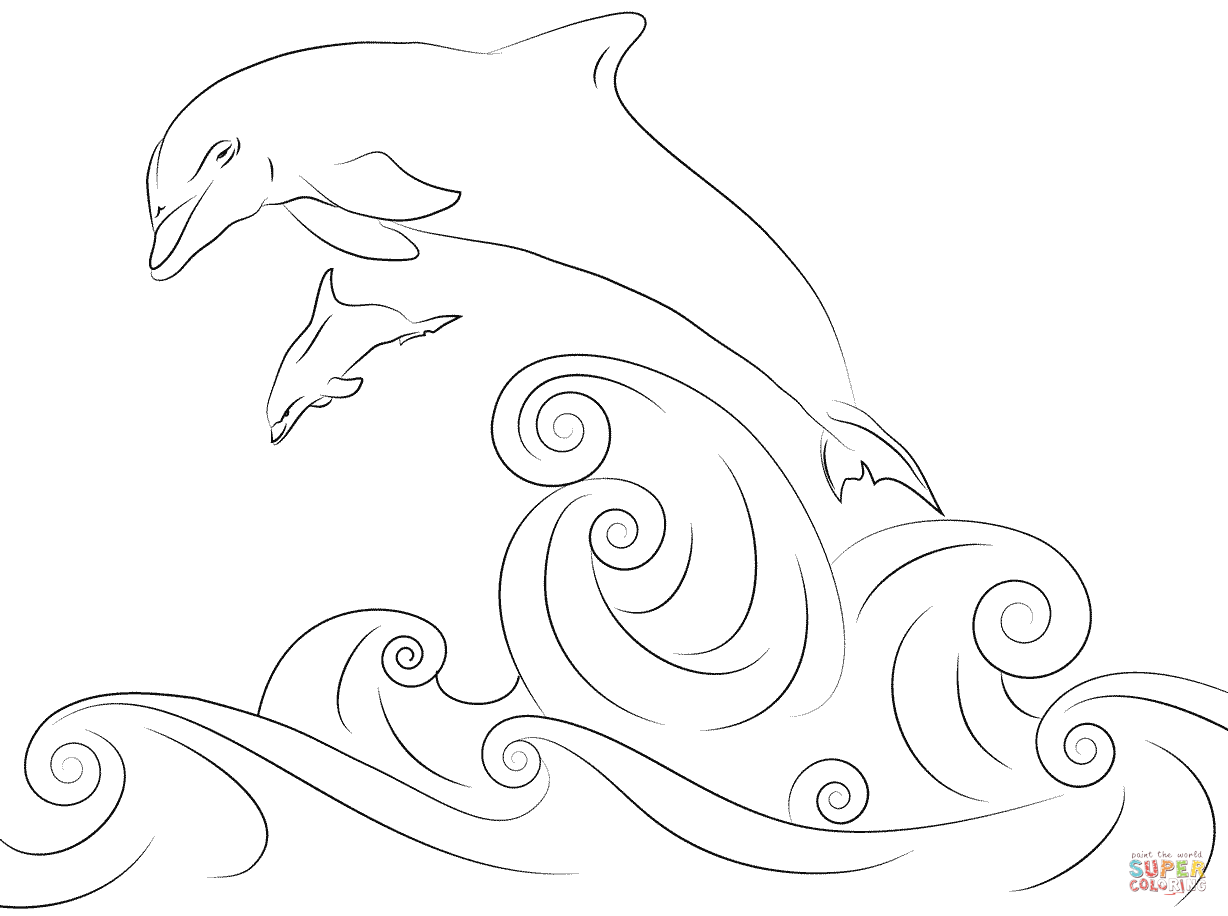 Dolphins jumping out of water coloring page free printable coloring pages