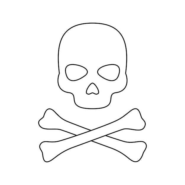 Premium vector coloring page with skull and crossbones for kids