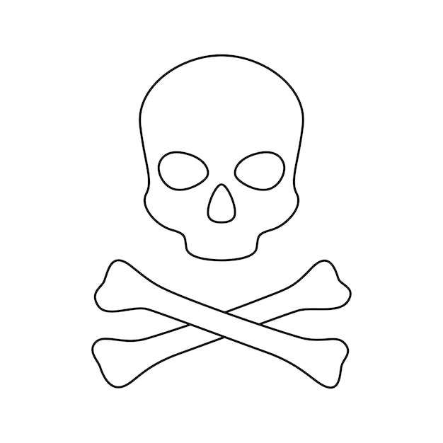 Premium vector coloring page with skull and crossbones for kids