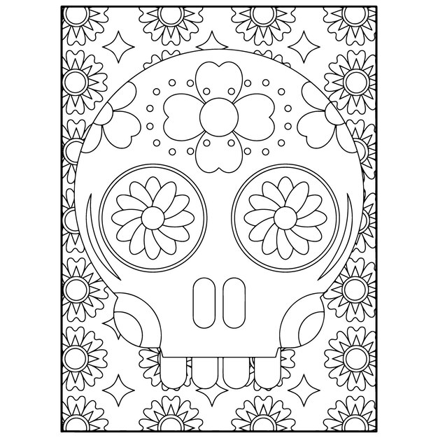 Premium vector sugar skull adult coloring pages
