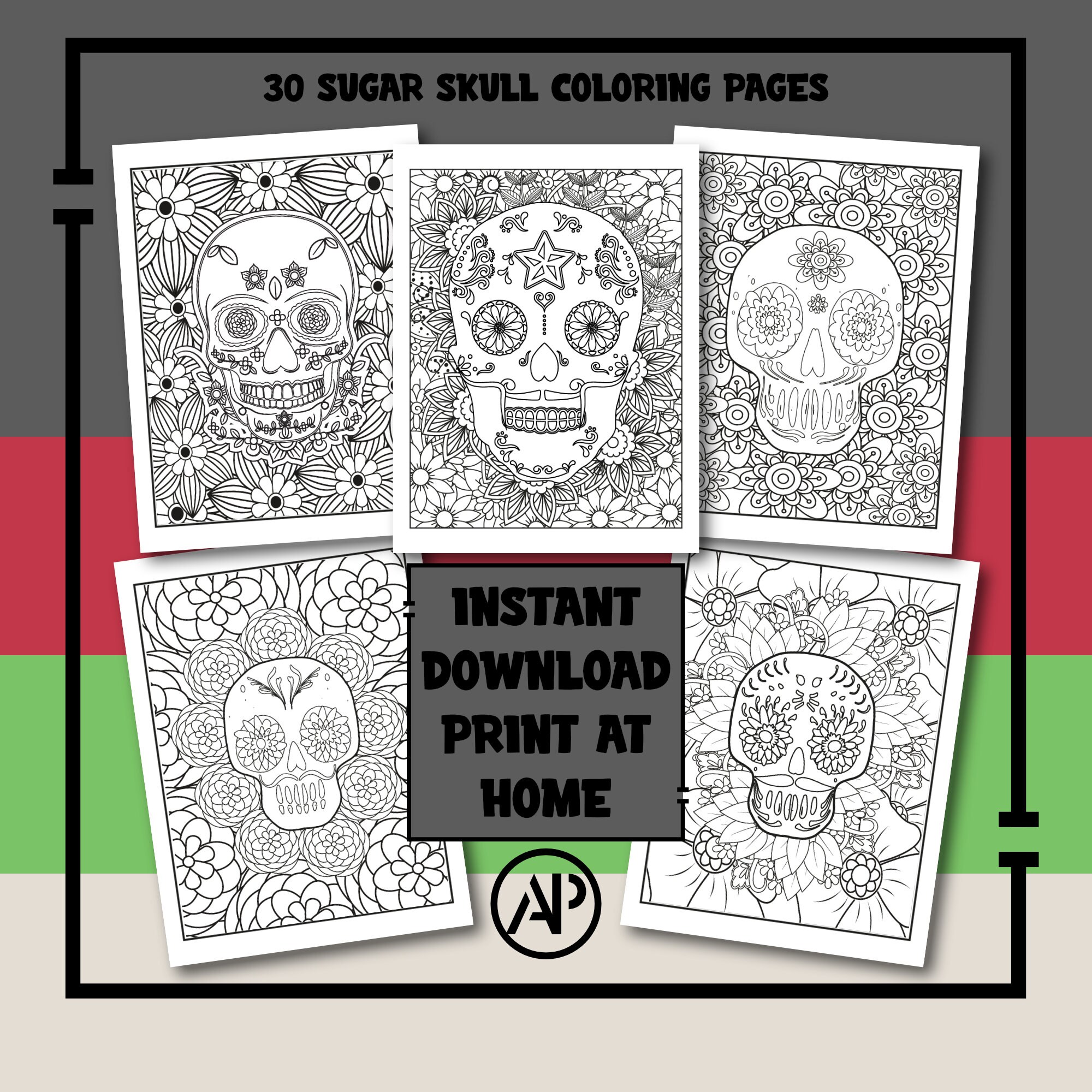Sugar skull coloring pages for adults skulls printable