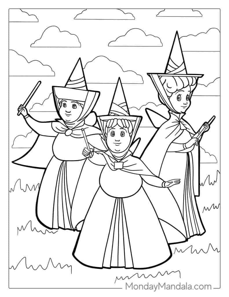 Sleeping beauty coloring pages free pdf printables
