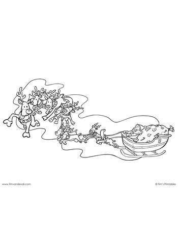 Santas sleigh coloring page â tims printables