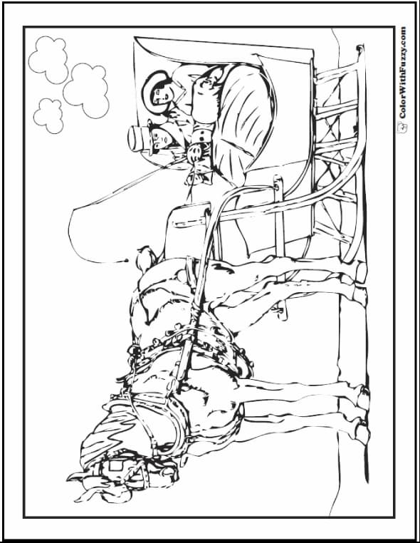 Horse and sleigh coloring page