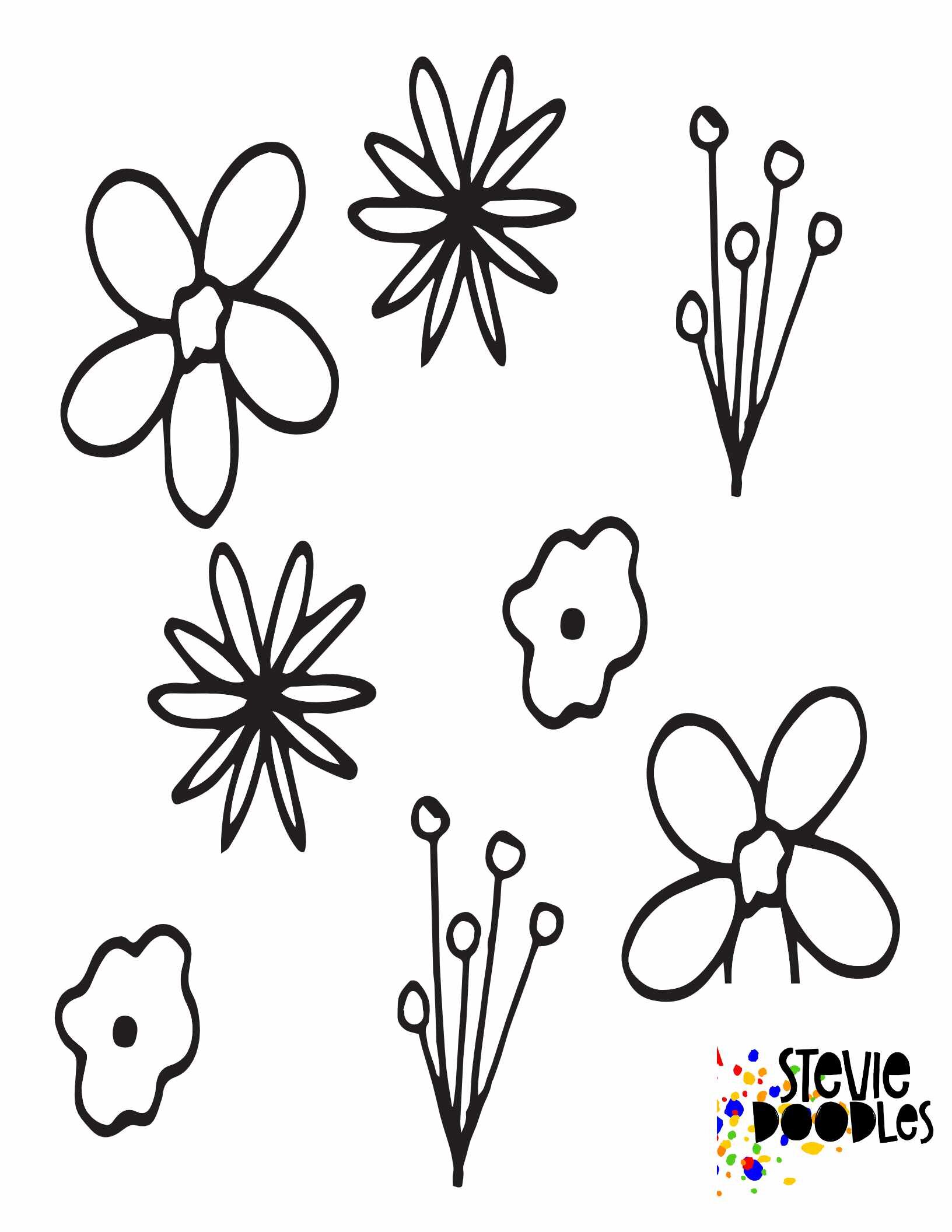 Free flower coloring pages â stevie doodles