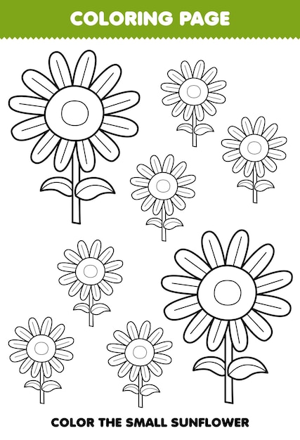 Flower coloring book kids vectors illustrations for free download