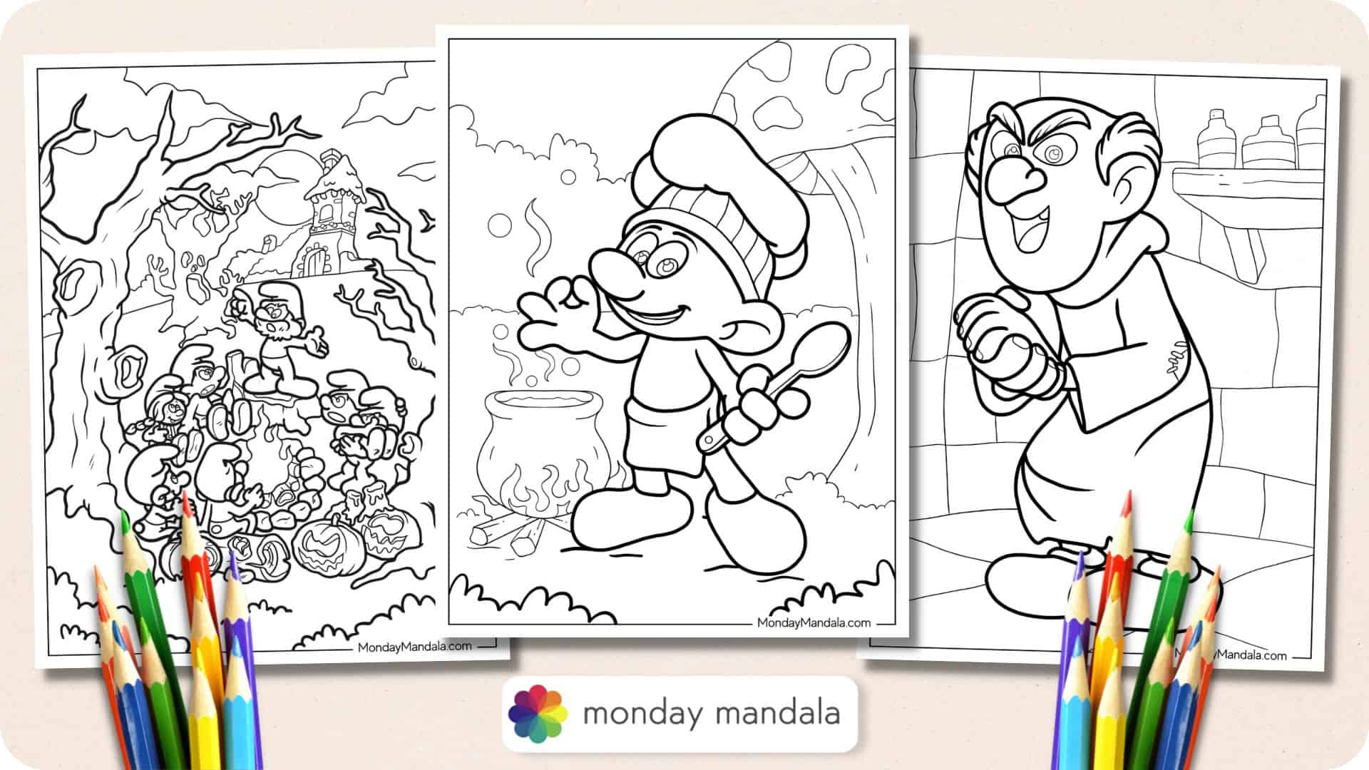 Smurf coloring pages free pdf printables