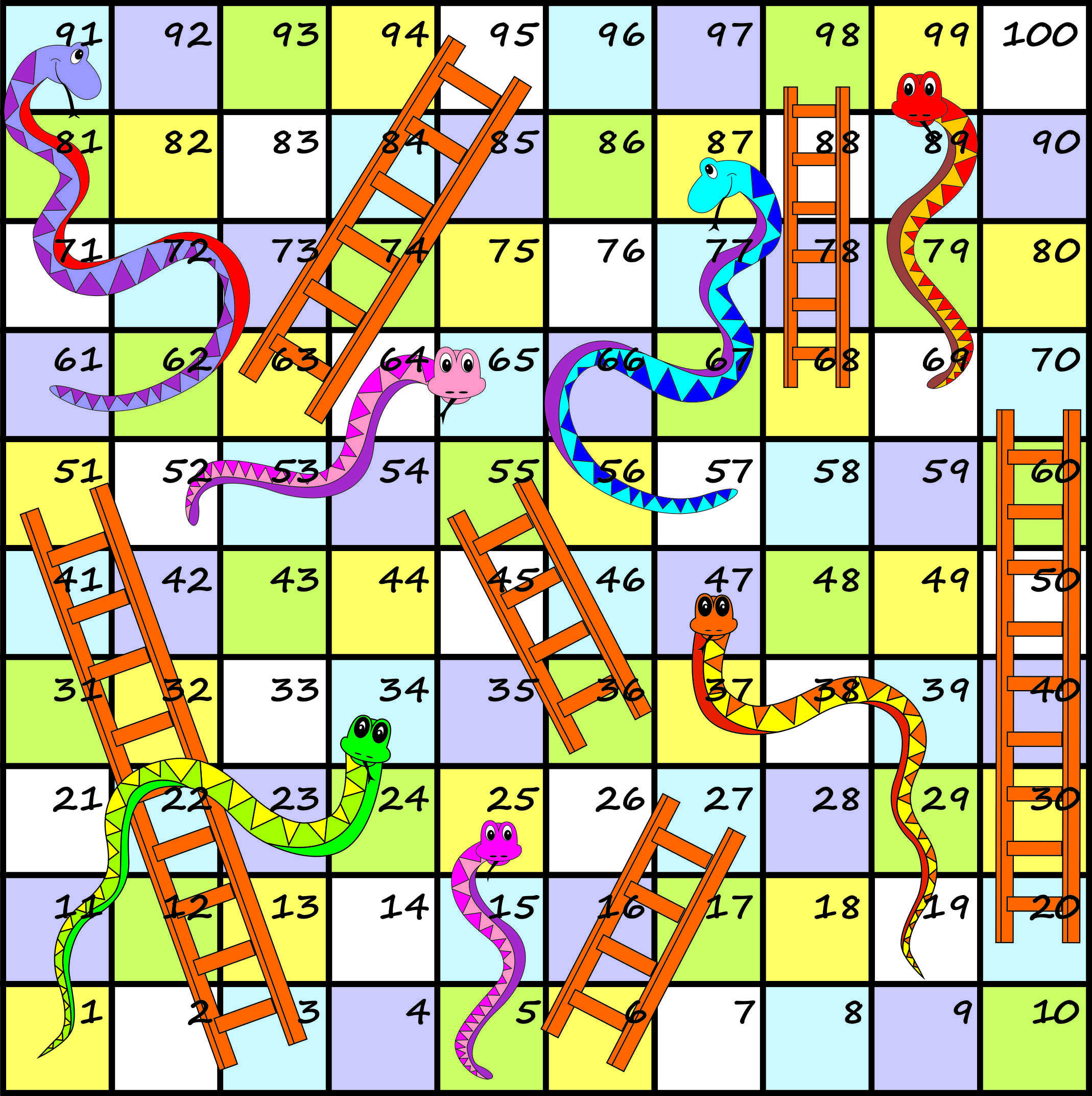 Snake and ladder template printable