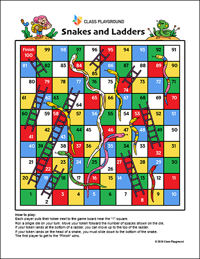 Printable snakes and ladders game