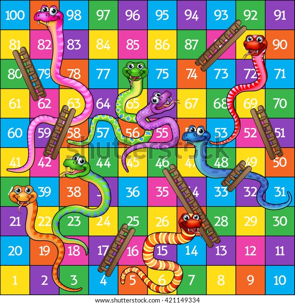 Snakes ladders board game cartoon illustration stock vector royalty free