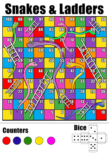 Printable snakes and ladders game for kids just family fun