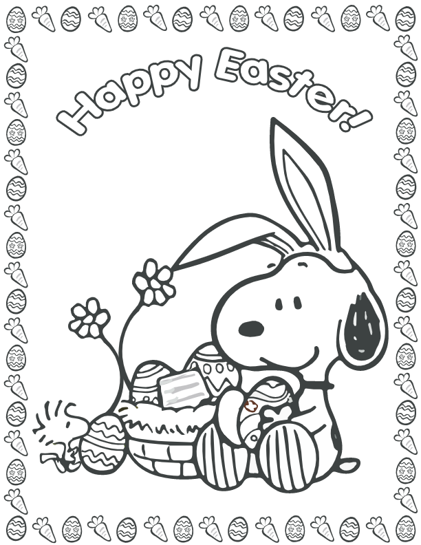 Easter snoopy coloring page