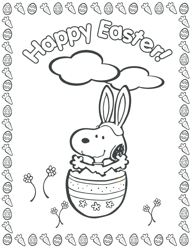 Easter snoopy coloring page