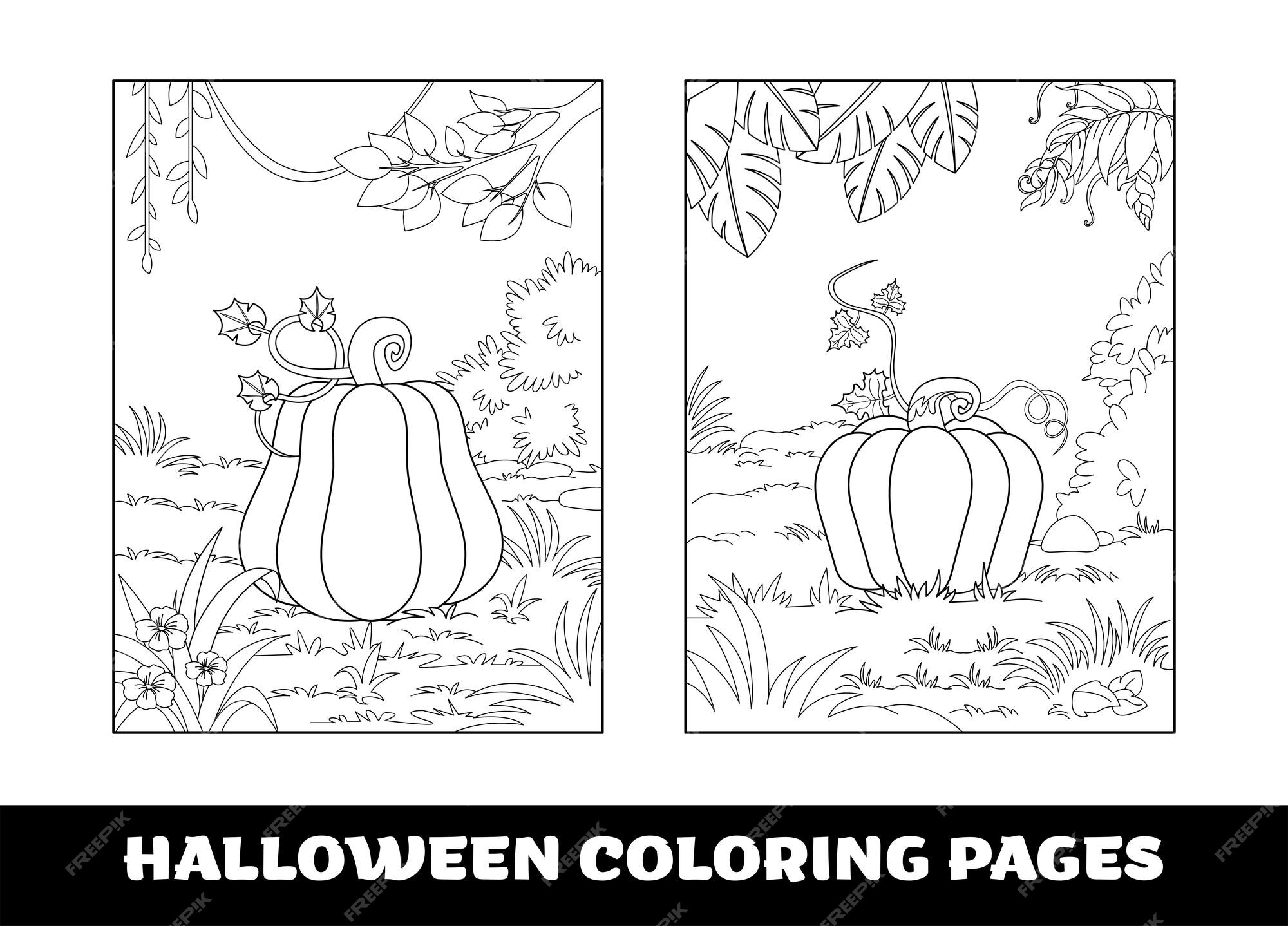 Premium vector halloween pumpkin coloring pages for kids pumpkin themed outlined for coloring page on white background