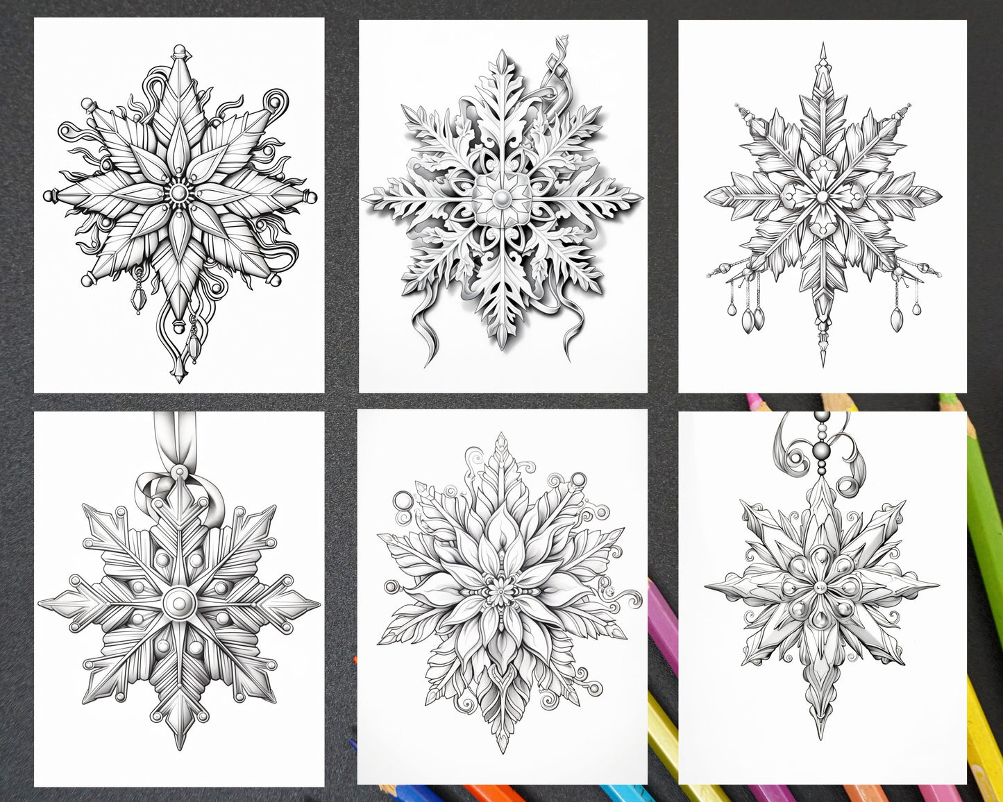 Christmas snowflake grayscale coloring pages for adults printable â coloring