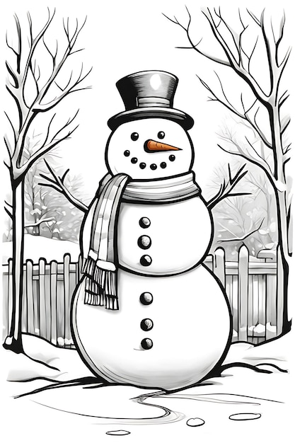 Premium ai image snowman coloring page for kids printable