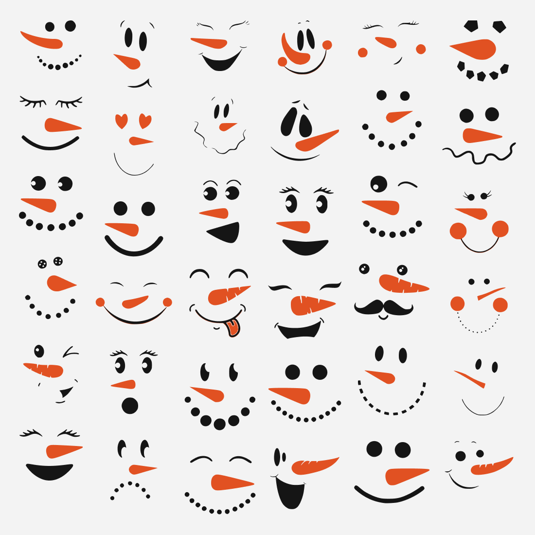 Snowman face svg collection â