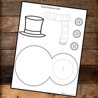Printable photo snowman craft template