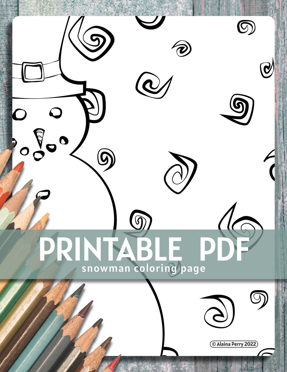 Snowman wearing a top hat coloring page