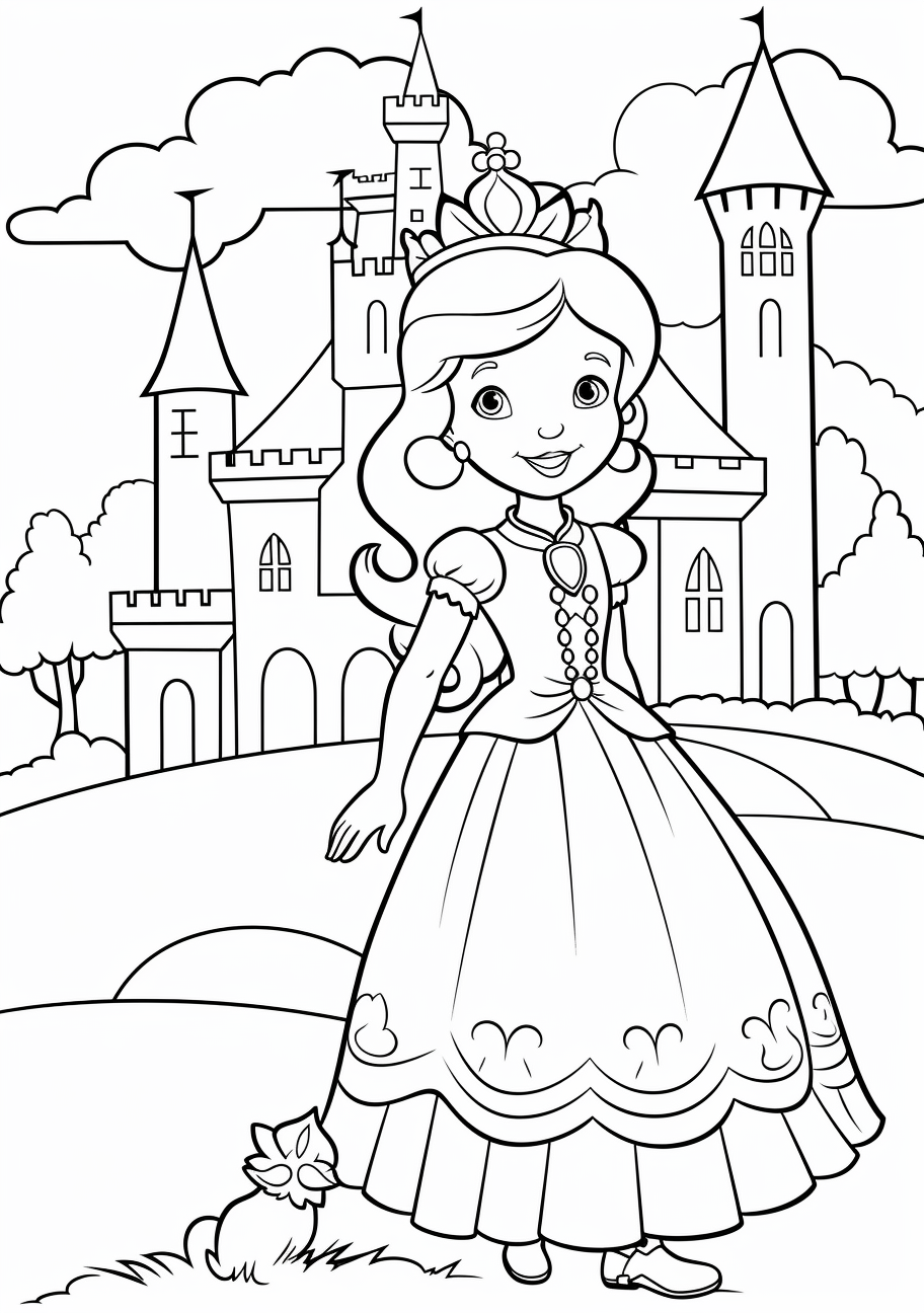Regal princess and castle