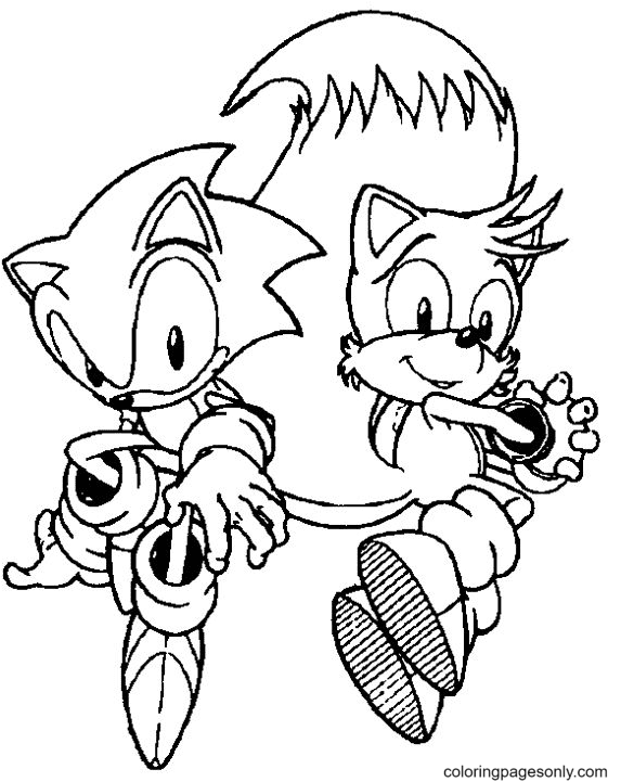 Sonic with tails coloring page