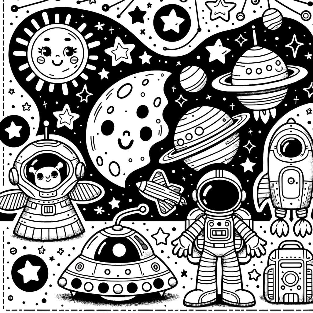 Space coloring pages for free printable
