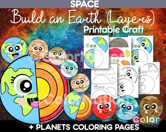 Build earths layers printable craft planets coloring pages solar system activity outer space craft