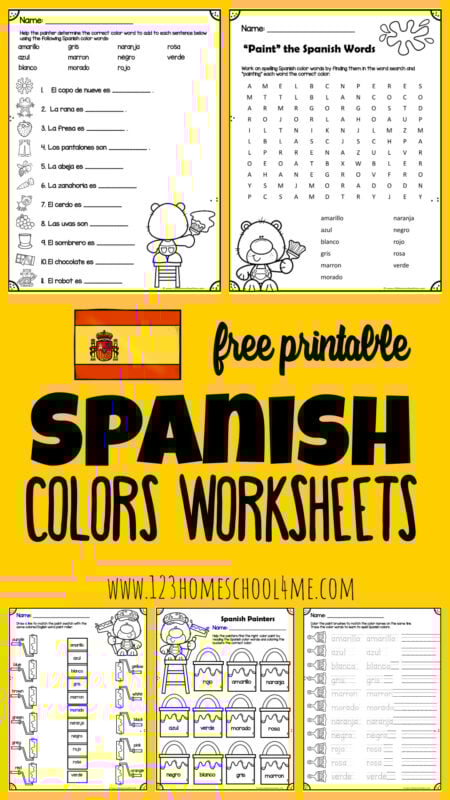 Free printable spanish color worksheets
