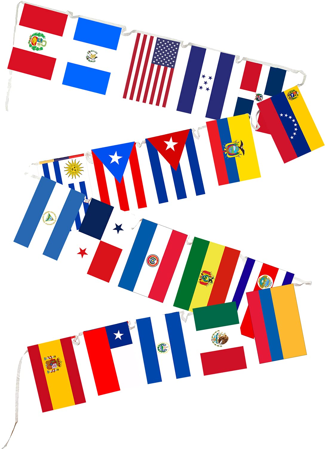 Heritage hispanic month countries string flags assorted spanish speaking string bunting banners for national hispanic events celebration party decoration sports bars office products