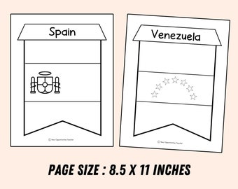 Hispanic country flags coloring pages hispanic heritage month flag bunting to color spanish speaking countries banner coloring activity